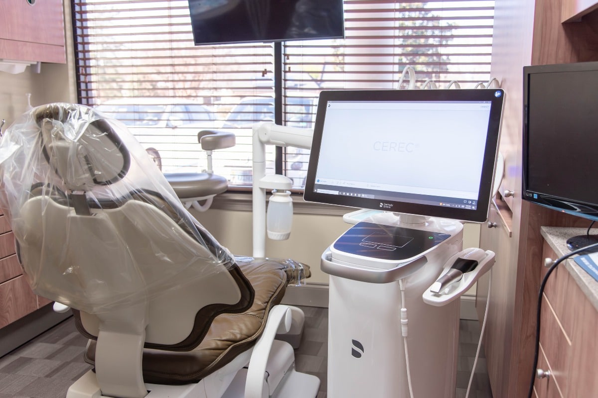 Modern dental treatment room with digital technology at tuckahoe creek dental in richmond, va.